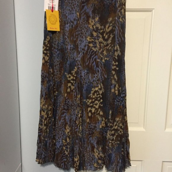 RUBY RD. LADIES SIZE 6 PULL ON SKIRT ELASTIC WAIST MULTI-COLOR PLEATED & LINED - Picture 4 of 4